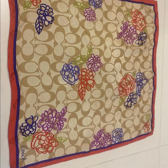Coach Tan Floral Scarf